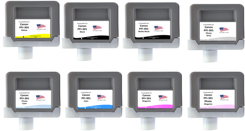 Non-OEM 8 Replacement Cartridges for Canon PFI-306PC, C, PM, M, GY, MBK, BK, Y Cartridges