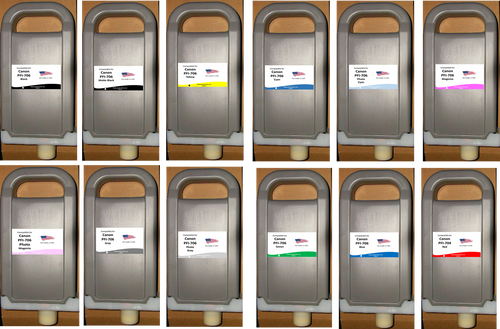 12 Non OEM Compatible for Canon PFI-706 PC, C, PM, M, GY, MBK, BK, Y, PGY, Red, Green, Blue Cartridges